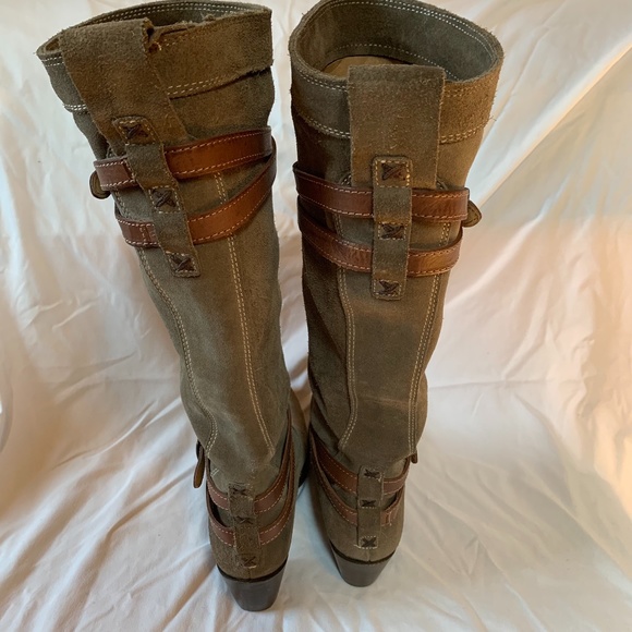 FRYE Strappy Jane Tall Boots Size 7 Gray Suede - Picture 7 of 14